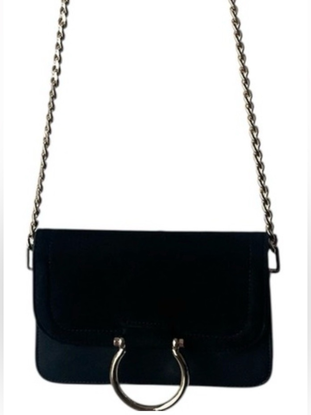 Topshop Black Crossbody Bag with Gold Accents
